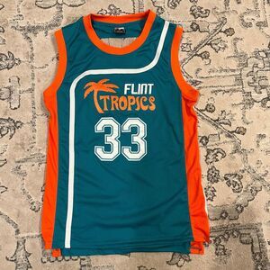 Flint Tropics Jersey Men Medium Green Jackie Moon 33 Semi Pro Movie Stitched
